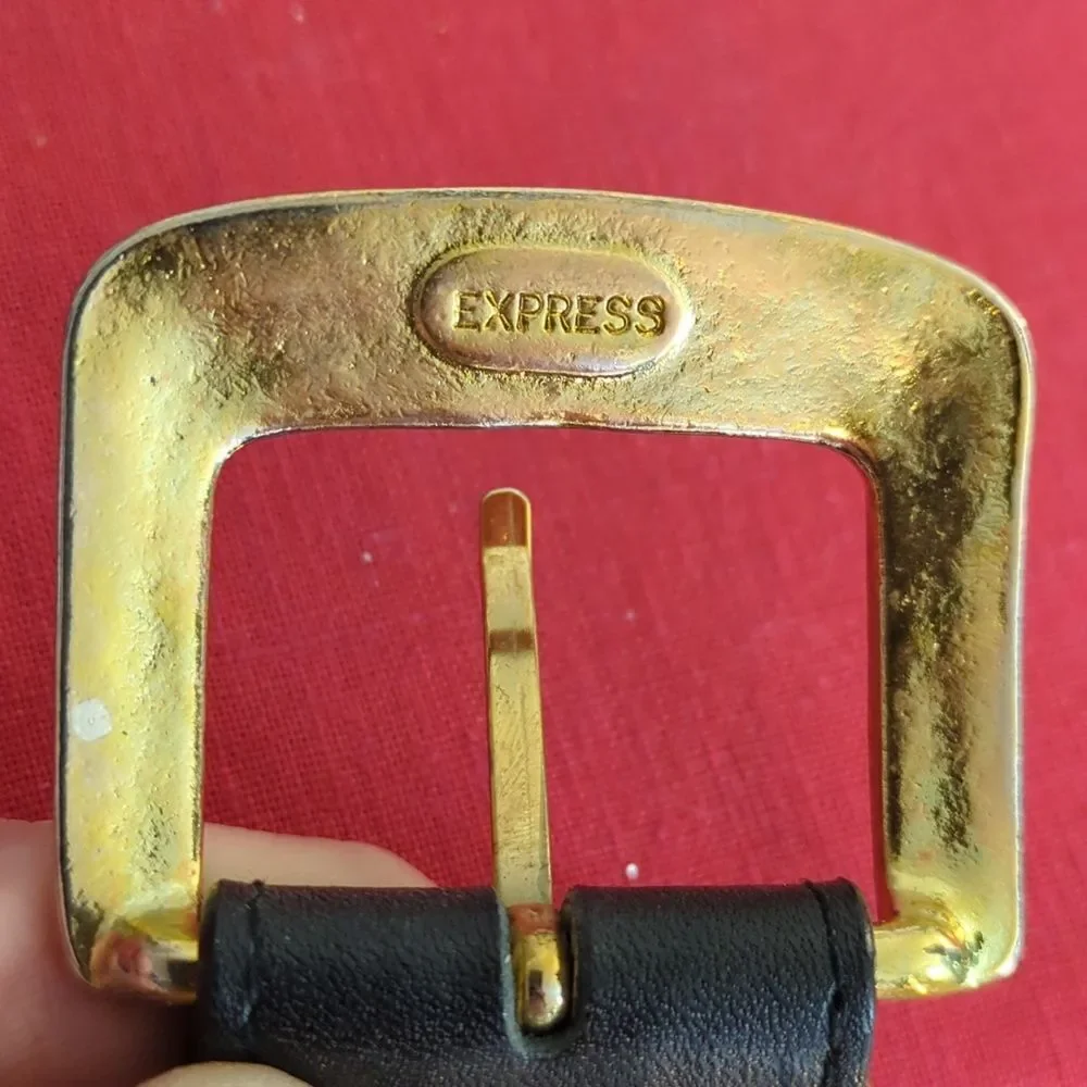 Vintage Compagnie Internationale Express Leather Belt With Gold Accents